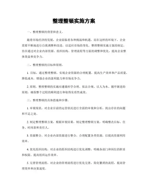 整理整顿实施方案