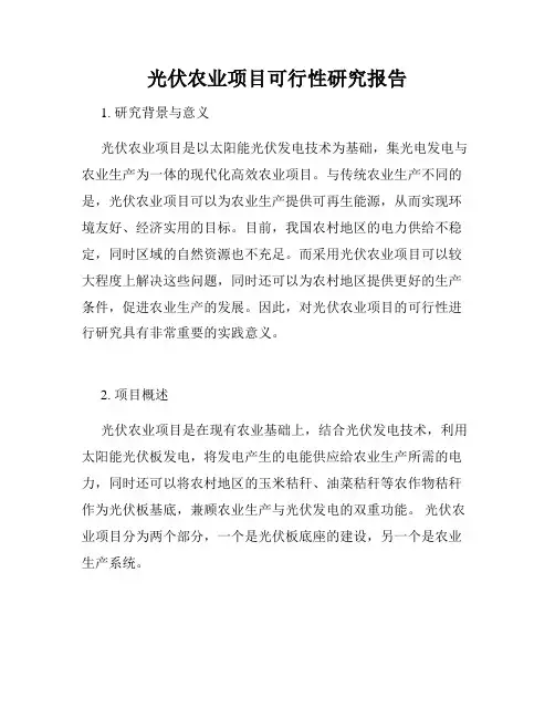 光伏农业项目可行性研究报告