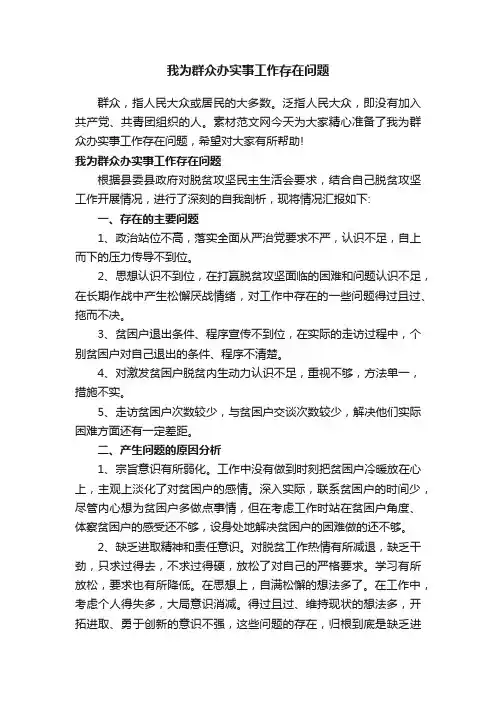 我为群众办实事工作存在问题