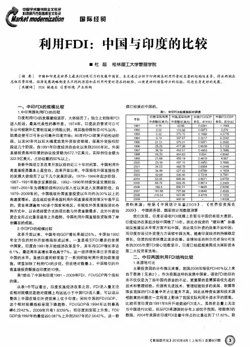 利用FDI：中国与印度的比较