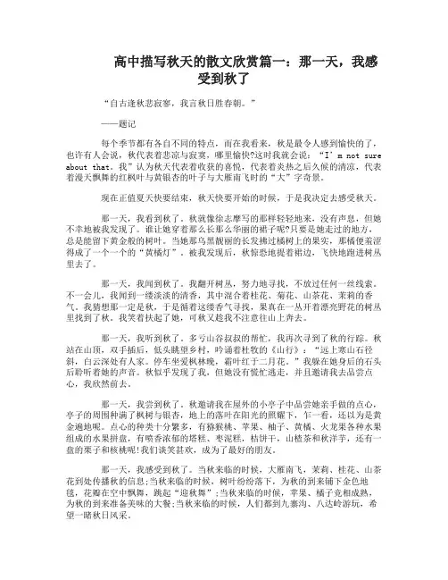 高中描写秋天的散文欣赏