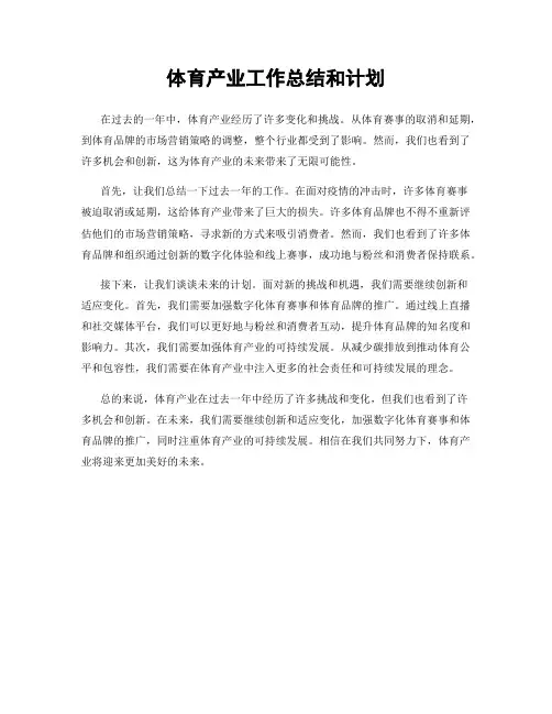 体育产业工作总结和计划
