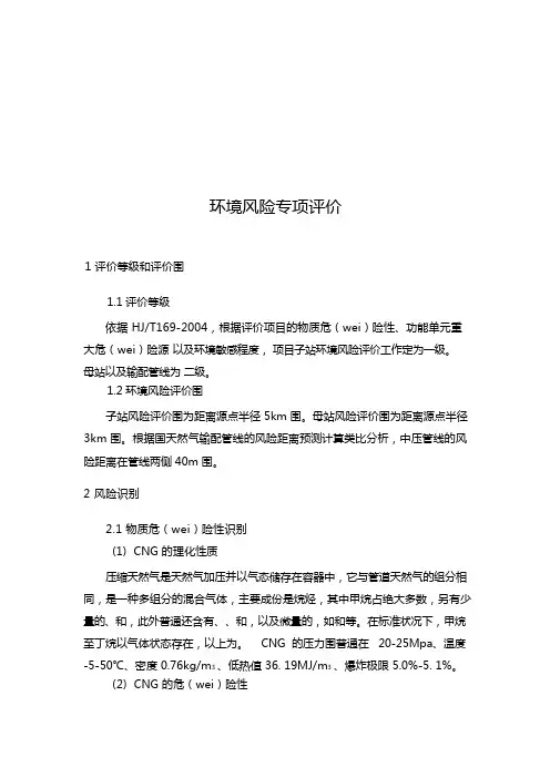 环境风险评价等级与评价范围