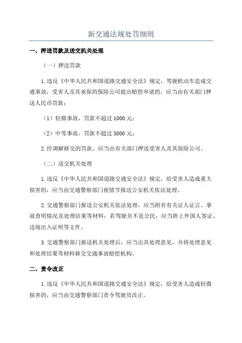 新交通法规处罚细则