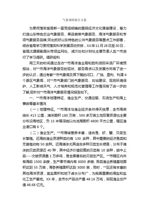 气象调研报告3篇_调研报告_