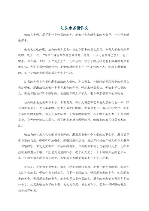 汕头市乡情作文