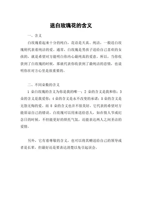 送白玫瑰花的含义