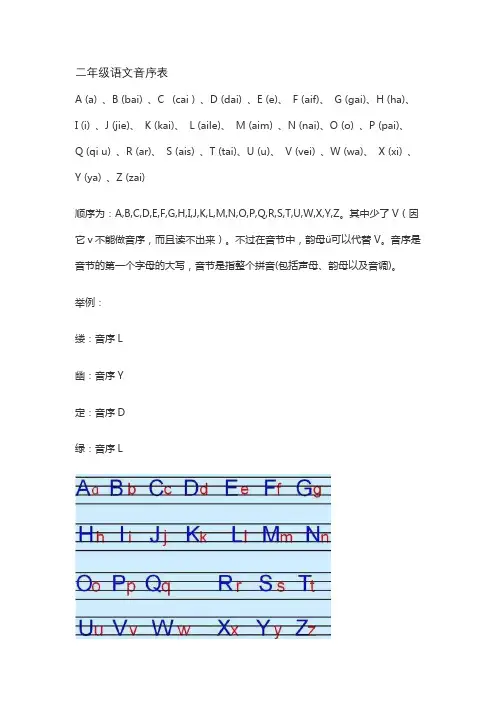二年级语文音序表