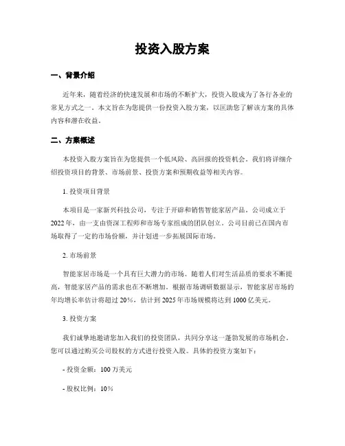 投资入股方案