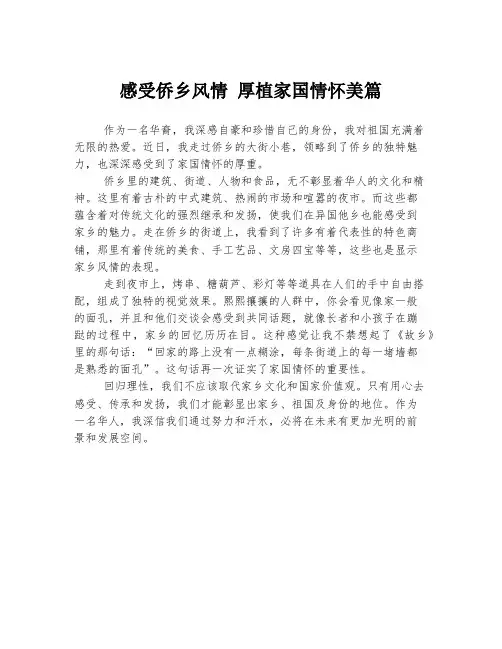 感受侨乡风情 厚植家国情怀美篇