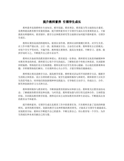 提升教师素养 引领学生成长