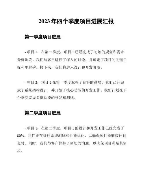 2023年四个季度项目进展汇报