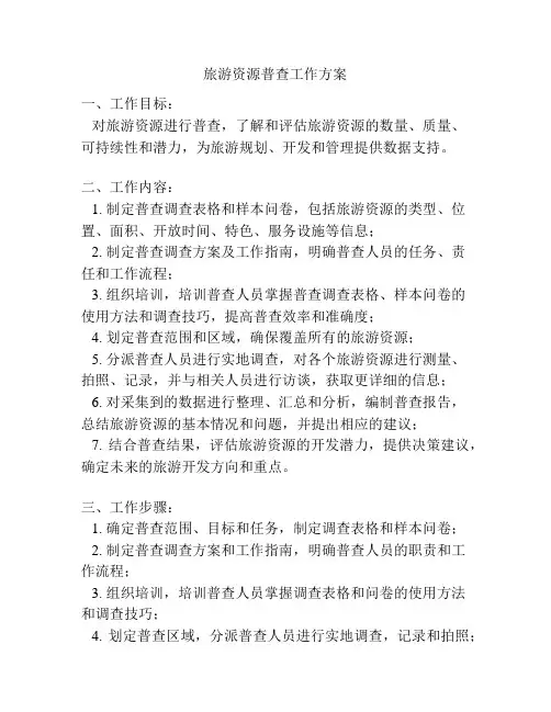 旅游资源普查工作方案