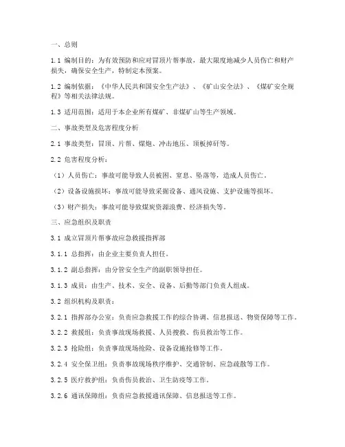 冒顶片帮应急预案