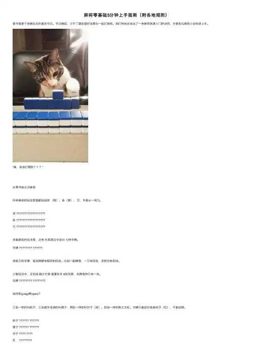 麻将零基础5分钟上手指南（附各地规则）
