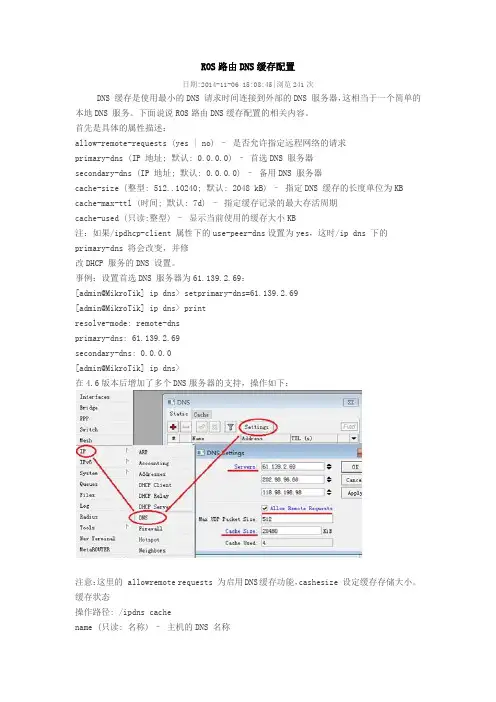 ROS路由DNS缓存配置