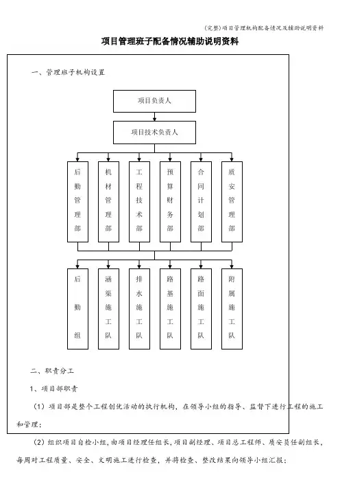 (完整)项目管理机构配备情况及辅助说明资料