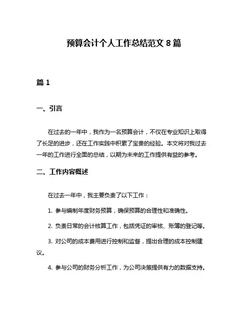 预算会计个人工作总结范文8篇