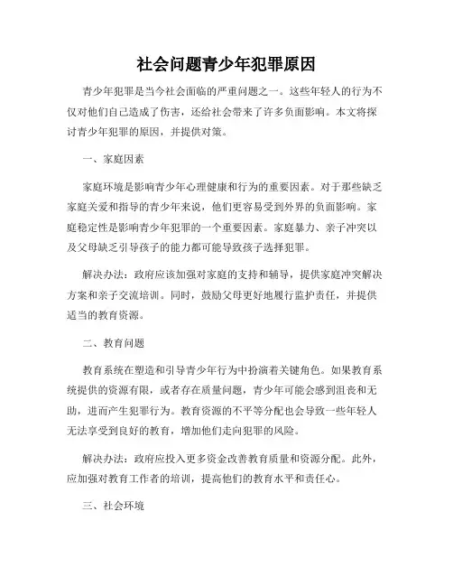 社会问题青少年犯罪原因