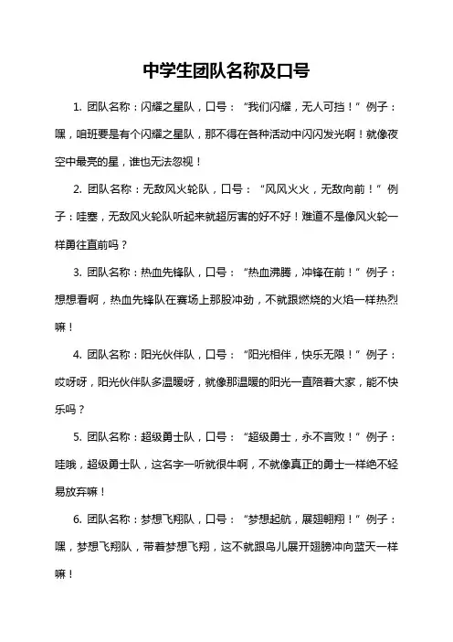 中学生团队名称及口号