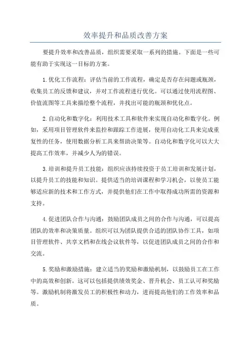 效率提升和品质改善方案