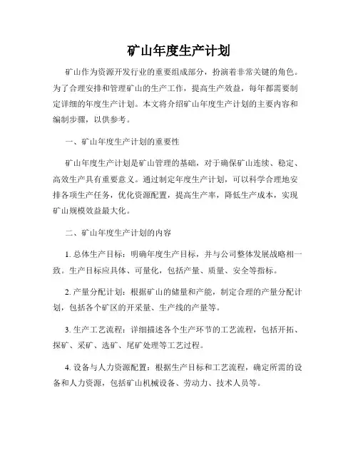 矿山年度生产计划