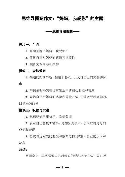 思维导图写作文：“妈妈,我爱你”的主题