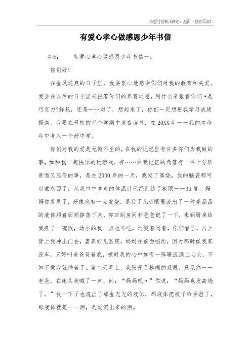 有爱心孝心做感恩少年书信_1