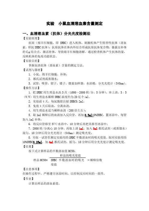 溶血素含量检测