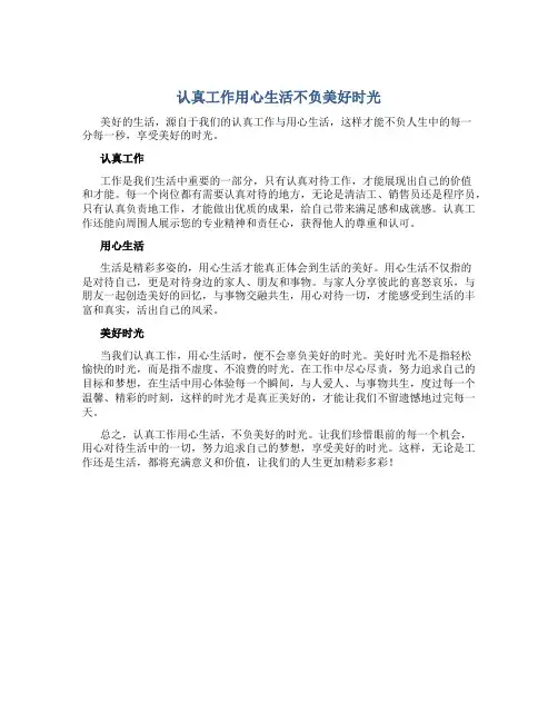 认真工作用心生活不负美好时光