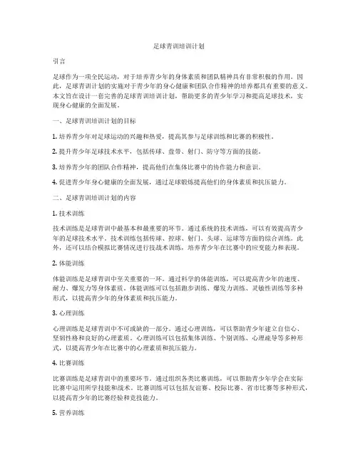 足球青训培训计划