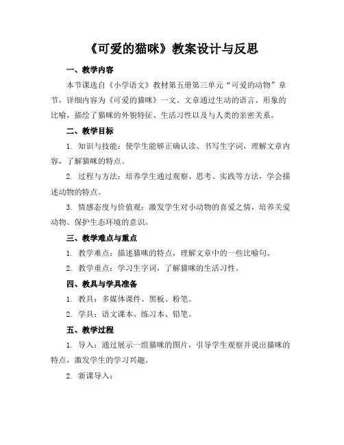 《可爱的猫咪》教案设计与反思