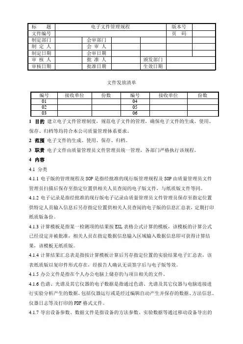 质量管理体系-电子文件管理规程