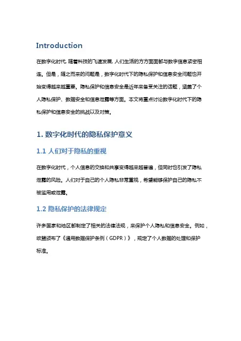 数字化时代下的隐私保护与信息安全