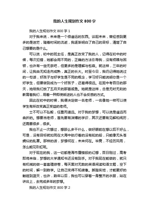 我的人生规划作文800字