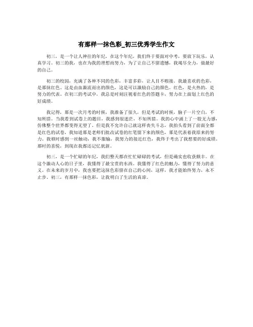 有那样一抹色彩_初三优秀学生作文