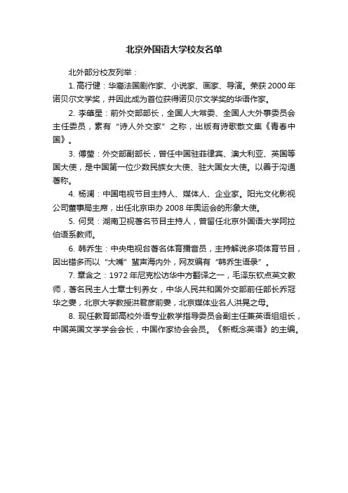北京外国语大学校友名单
