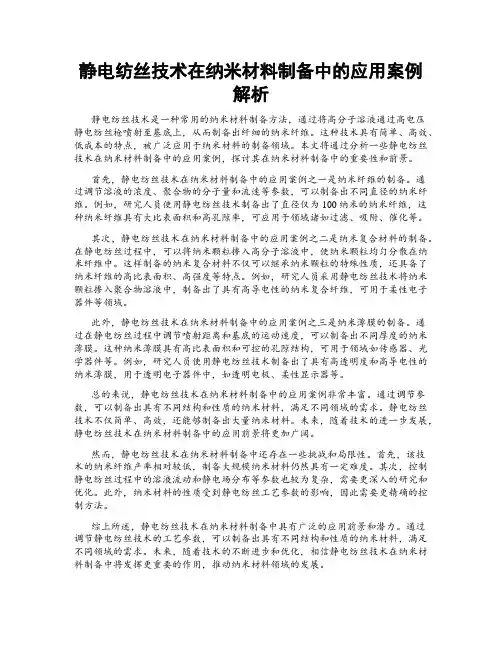 静电纺丝技术在纳米材料制备中的应用案例解析