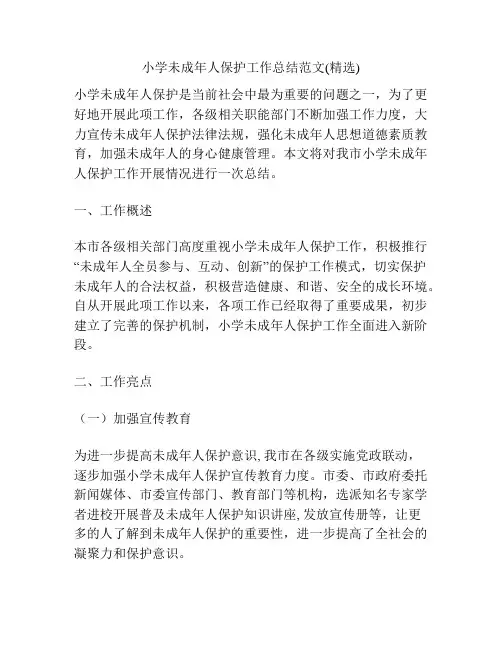 小学未成年人保护工作总结范文(精选)