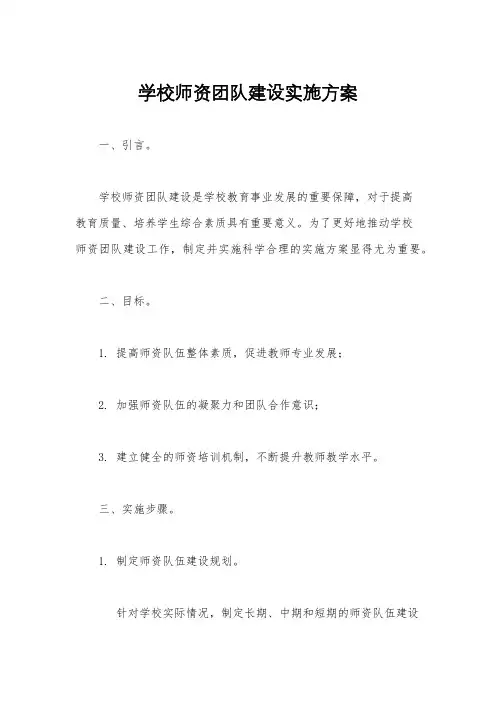 学校师资团队建设实施方案