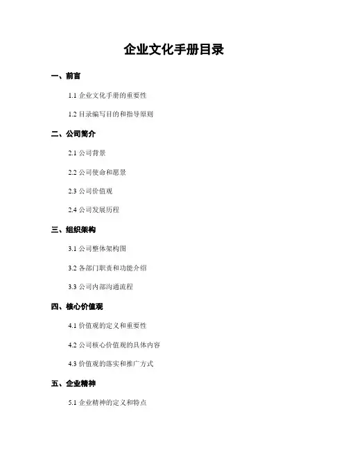 企业文化手册目录
