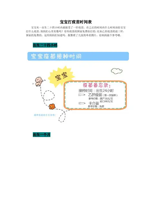 宝宝打疫苗时间表