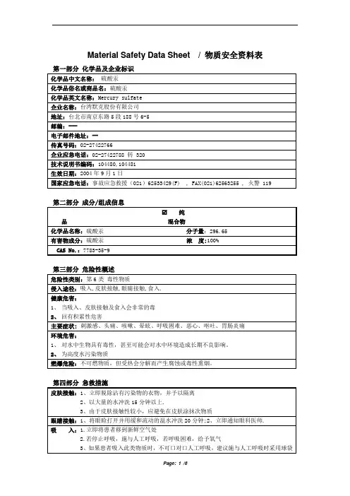 MSDS_硫酸汞