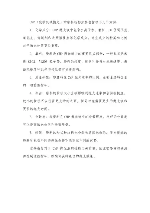 cmp 磨料 指标