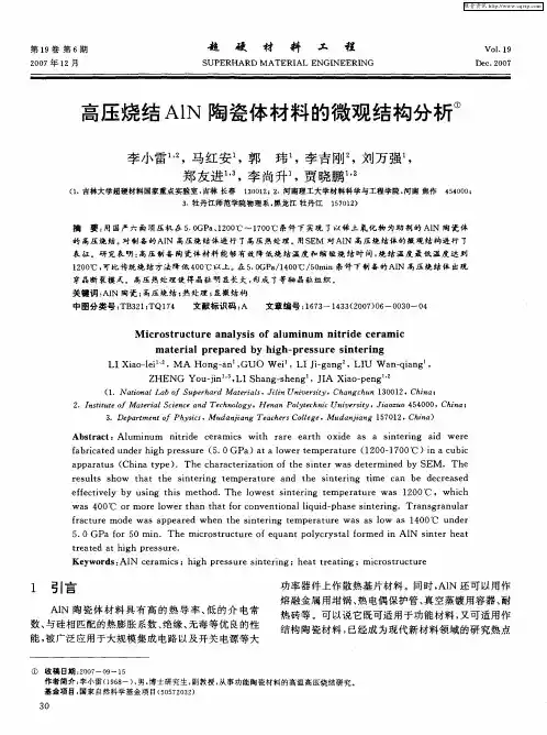 高压烧结A1N陶瓷体材料的微观结构分析