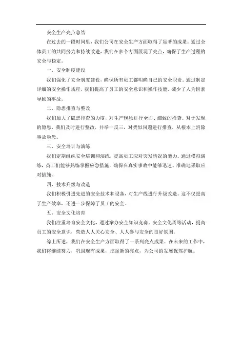 安全生产亮点总结