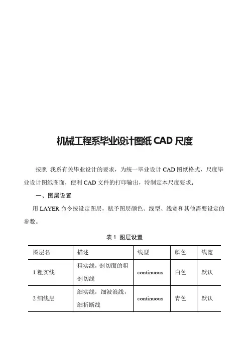 论机械工程系毕业设计图纸CAD规范