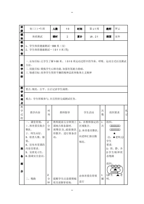 体质健康测试教案合集