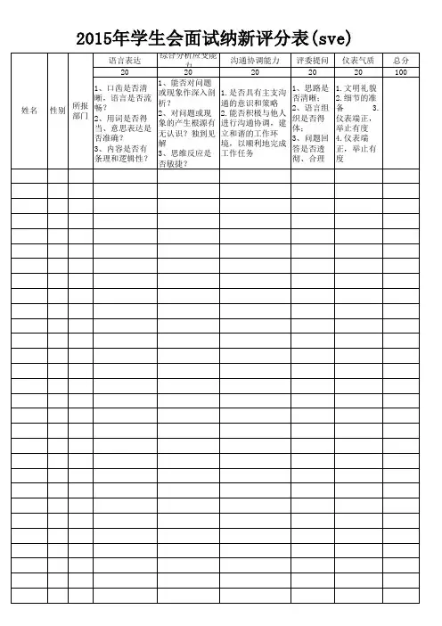 学生会面试评分表