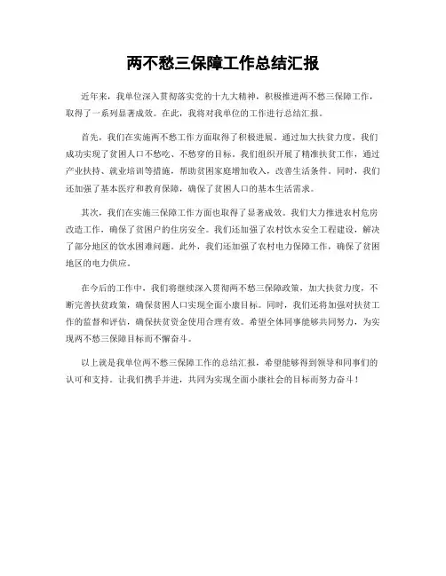 两不愁三保障工作总结汇报